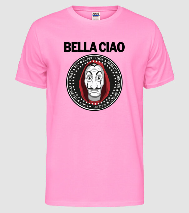 bella ciao stroke model roz neon pe tricou