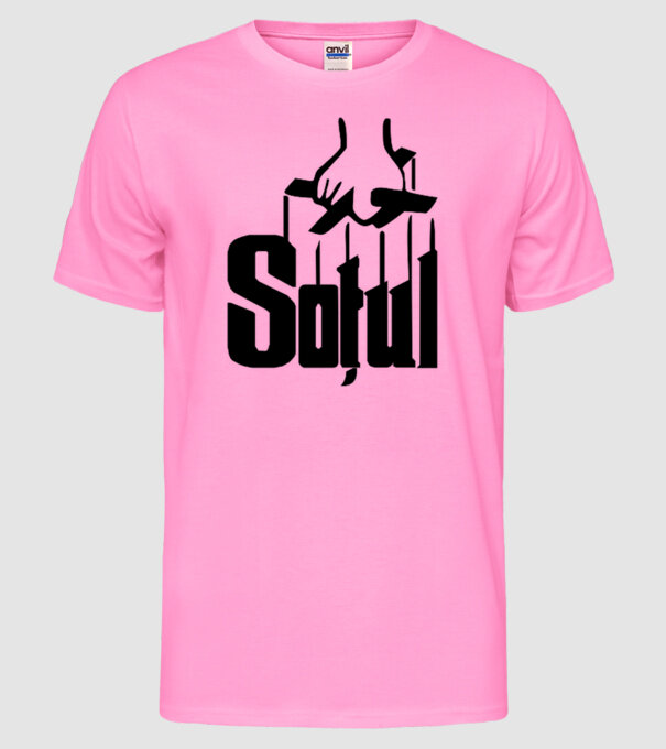 Soțul model roz neon pe tricou