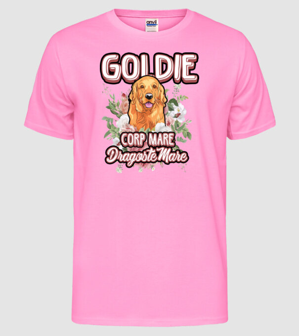 Goldie picioare mici dragoste mare model roz neon pe tricou