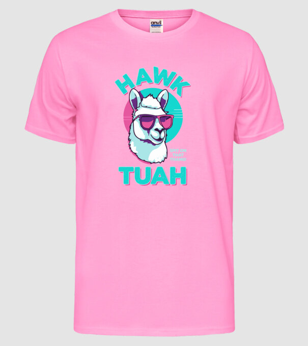 Hawk tuah llama retro sunglasses model roz neon pe tricou