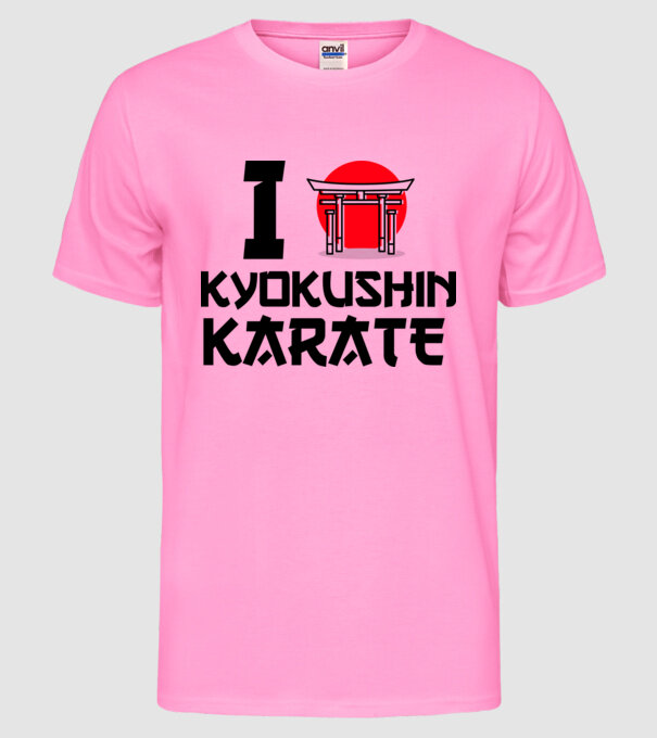 I love Kyokushin Karate model roz neon pe tricou