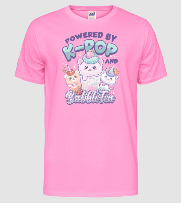 K-POP BUBBLE TEA model roz neon pe tricou