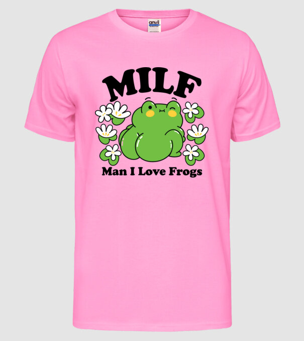 MILF man i love frogs model roz neon pe tricou