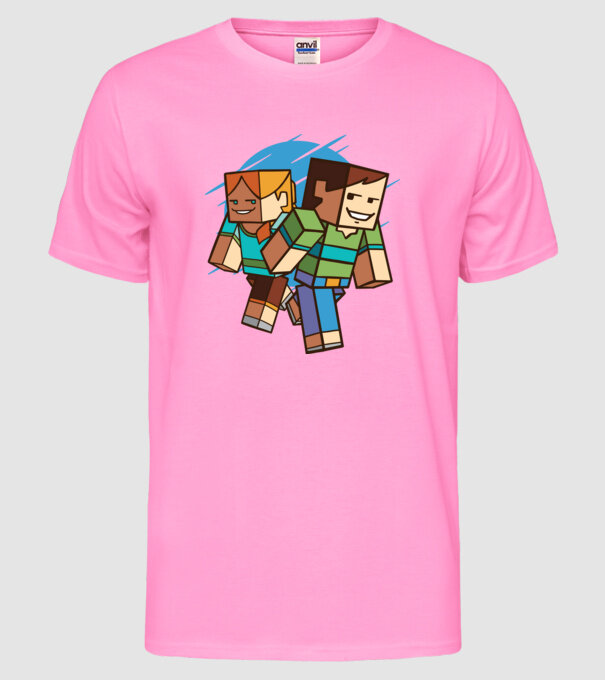 Minecraft model roz neon pe tricou