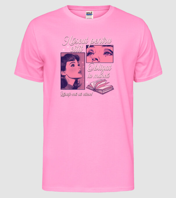Născut pentru citit obligat la muncă lăsați-mă să citesc model roz neon pe tricou