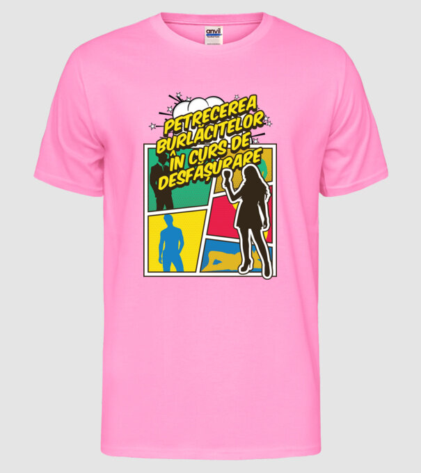 petrecerea burlăcitelor în curs de desfășurare model roz neon pe tricou