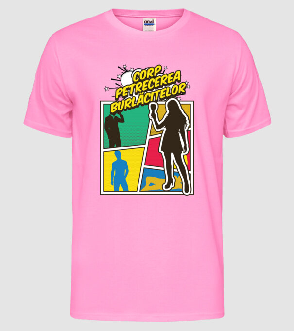 corp petrecerea burlăcitelor model roz neon pe tricou