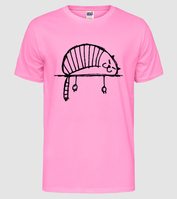 pisică model roz neon pe tricou