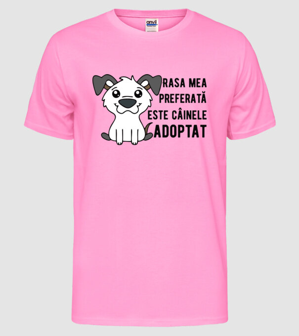 Rasa mea preferată este câinele adoptat model roz neon pe tricou