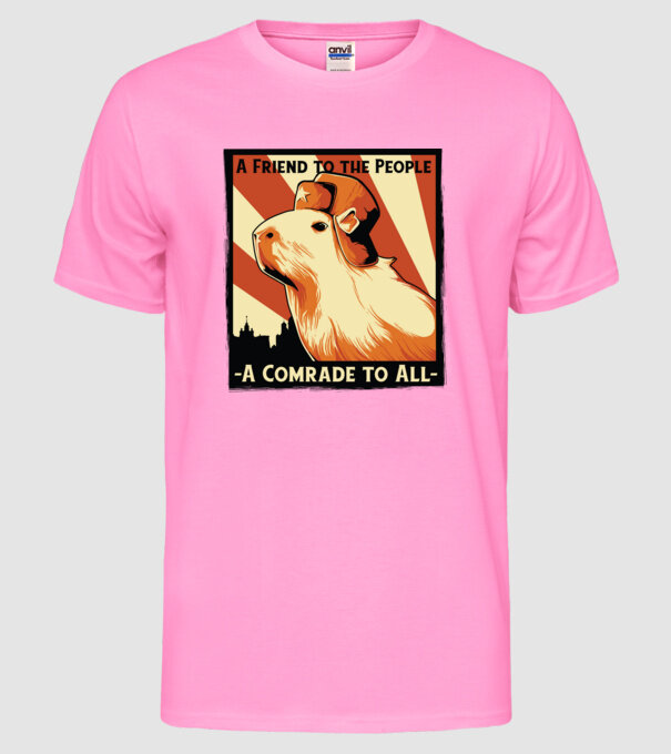Soviet Capybara model roz neon pe tricou