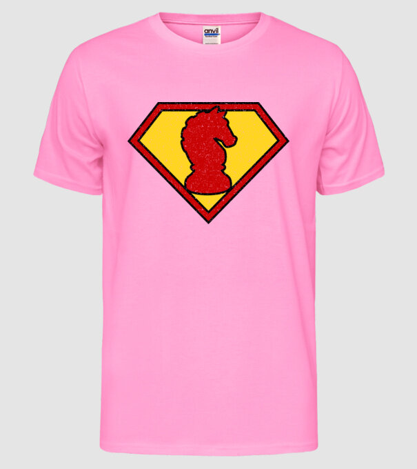 SuperChess cal de șah model roz neon pe tricou