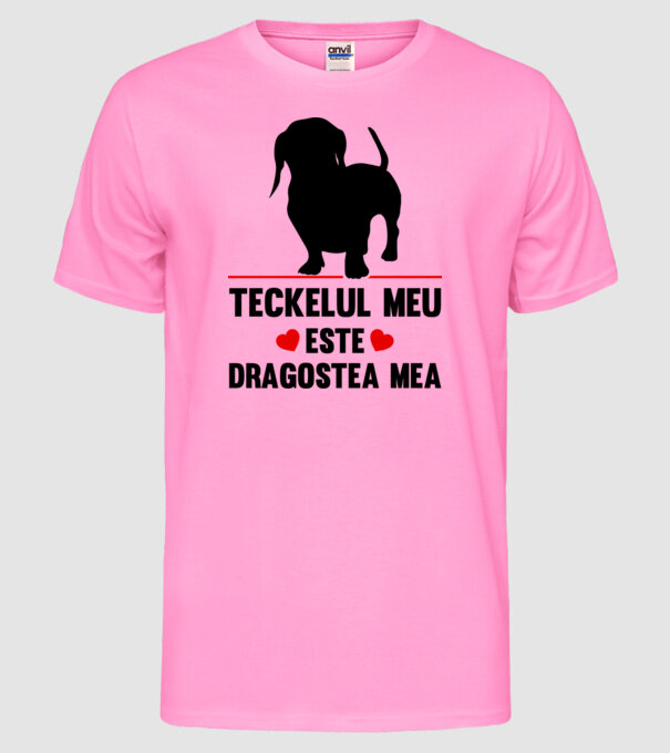 teckelul meu este dragostea mea model roz neon pe tricou