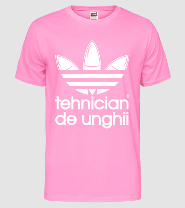 tehnician de unghii model roz neon pe tricou