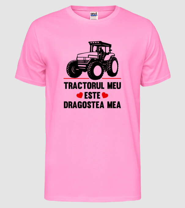 tractorul meu este dragostea mea model roz neon pe tricou