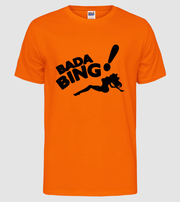 bada bing model portocaliu neon pe tricou