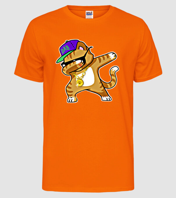 Cool Cat DAB model portocaliu neon pe tricou