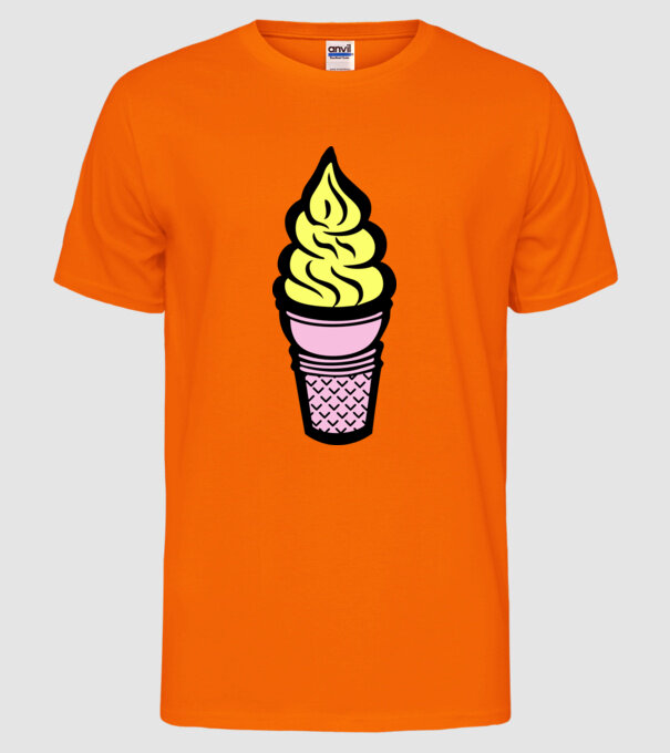 Înghețată model portocaliu neon pe tricou