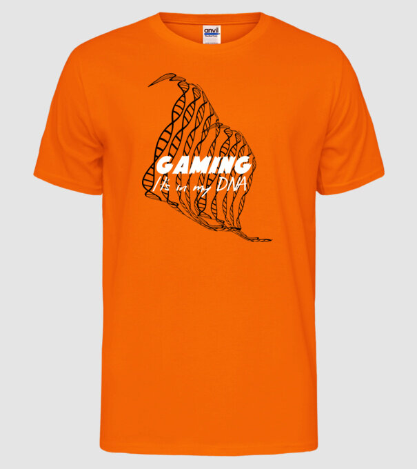 Gamer DNA model portocaliu neon pe tricou