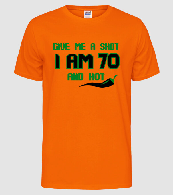 Give me a shot - 70 model portocaliu neon pe tricou