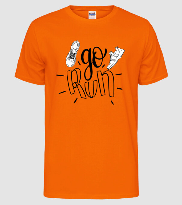 Go run 2c model portocaliu neon pe tricou