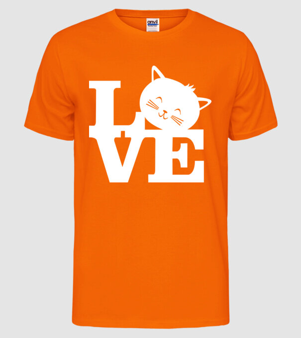 Love Pisică model portocaliu neon pe tricou