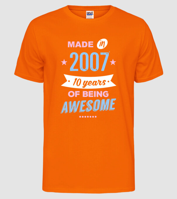 Made in - 2007 model portocaliu neon pe tricou