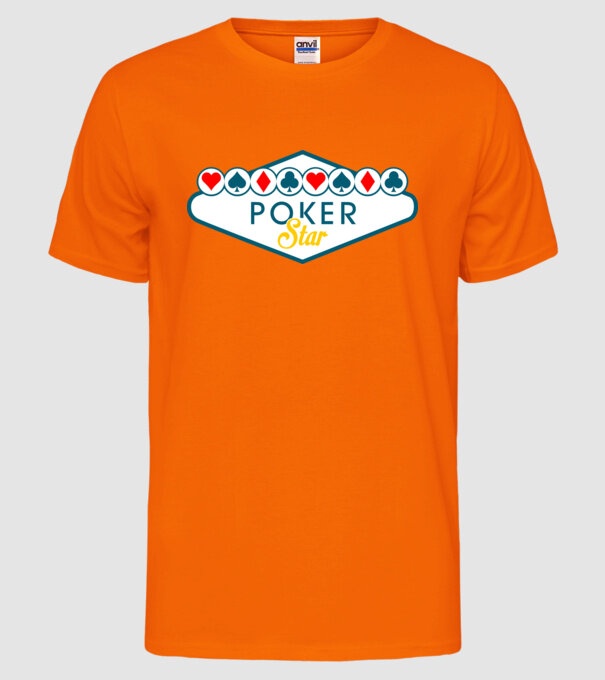 Star Poker model portocaliu neon pe tricou
