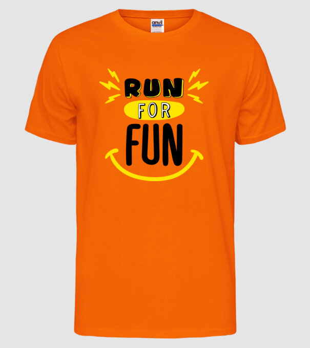 Run for fun model portocaliu neon pe tricou