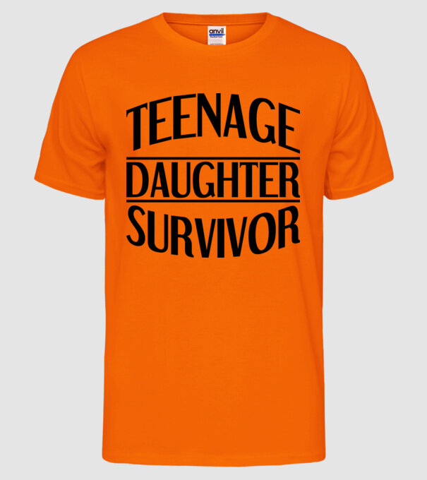 teenage daughter survivor model portocaliu neon pe tricou