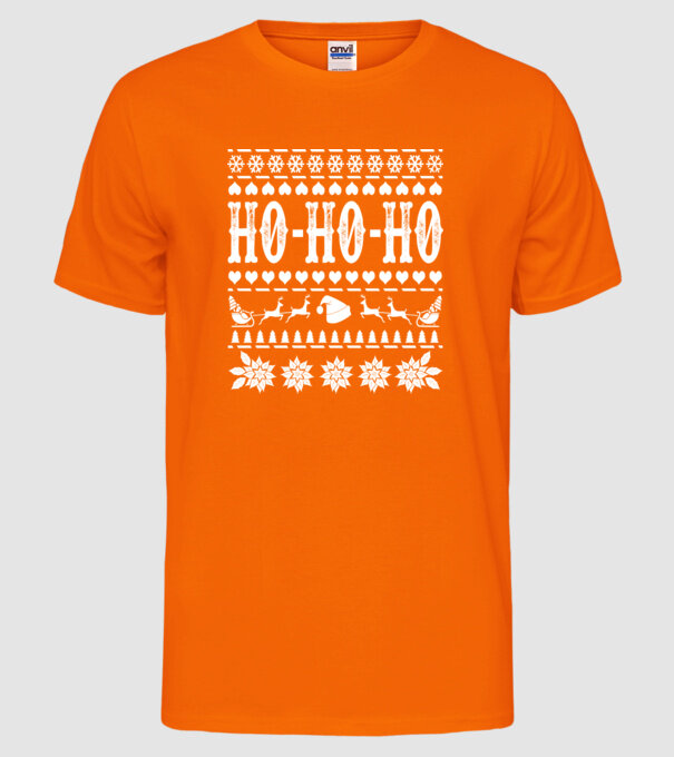 Ugly sweater hohoho model portocaliu neon pe tricou