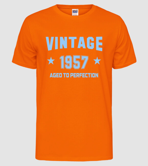 Vintage - 1957 model portocaliu neon pe tricou