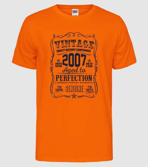 Vintage Perfection - 2007 model portocaliu neon pe tricou