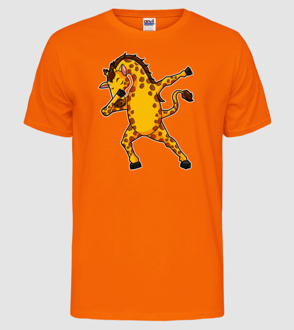 Girafă DAB model portocaliu neon pe tricou