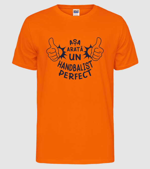 Așa arată un HANDBALIST perfect model portocaliu neon pe tricou