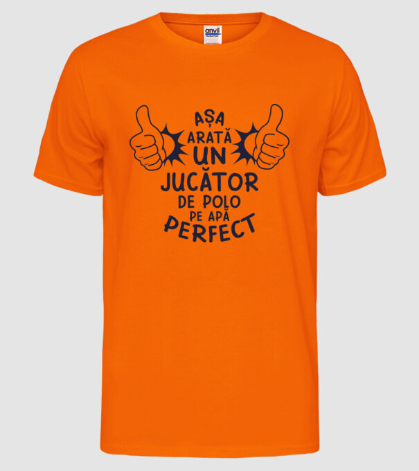 arată un JUCĂTOR DE POLO PE APĂ perfect model portocaliu neon pe tricou