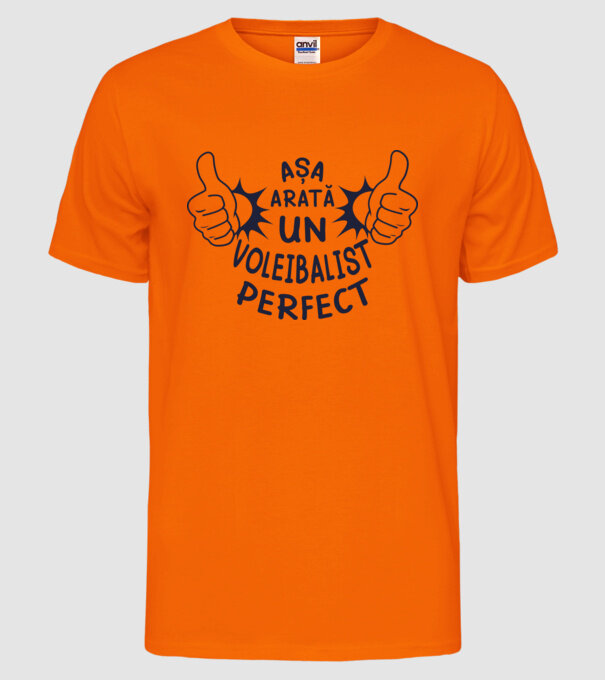 Așa arată un VOLEIBALIST perfect model portocaliu neon pe tricou