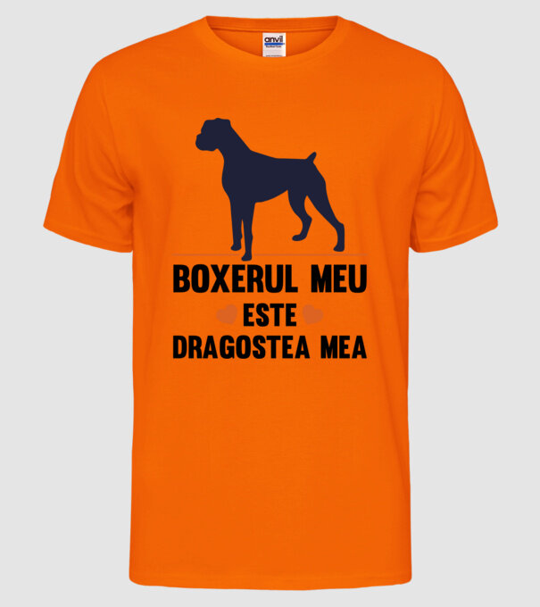 boxerul meu este dragostea mea model portocaliu neon pe tricou