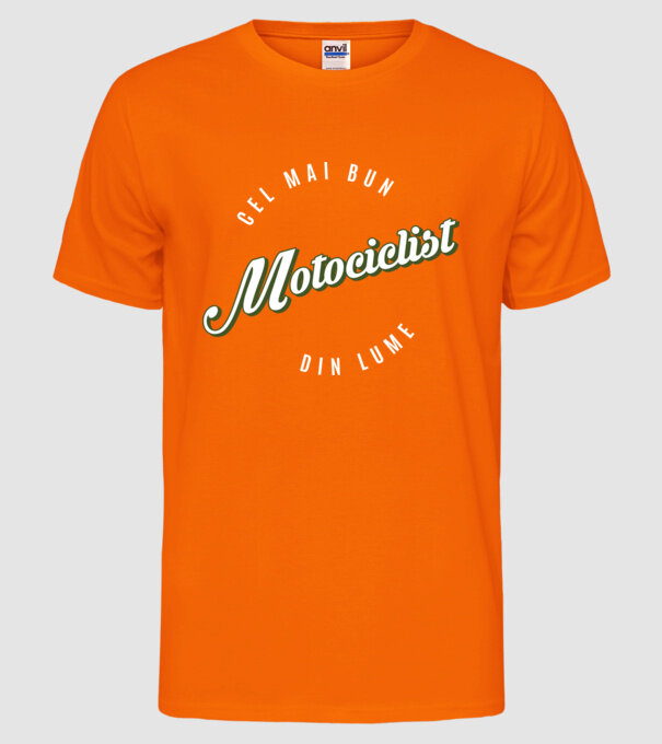 Cel mai bun Motociclist din lume model portocaliu neon pe tricou