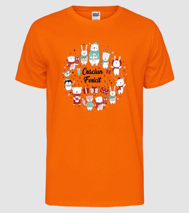 Crăciun Fericit model portocaliu neon pe tricou