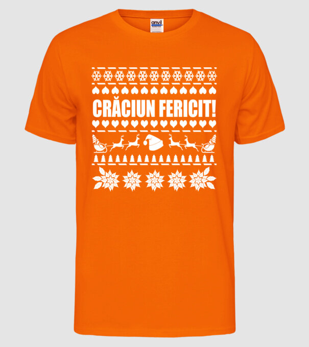 crăciun Fericit! model portocaliu neon pe tricou