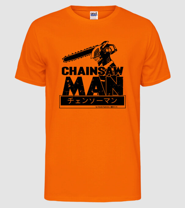 CSM - Chainsaw Man model portocaliu neon pe tricou