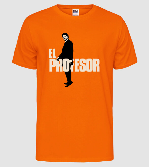 el professor la casa de papel model portocaliu neon pe tricou