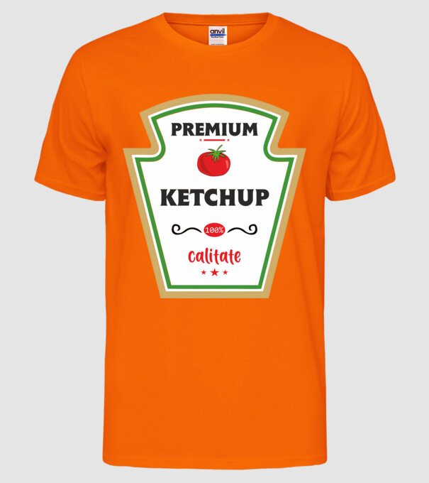 ketchup premium - calitate model portocaliu neon pe tricou