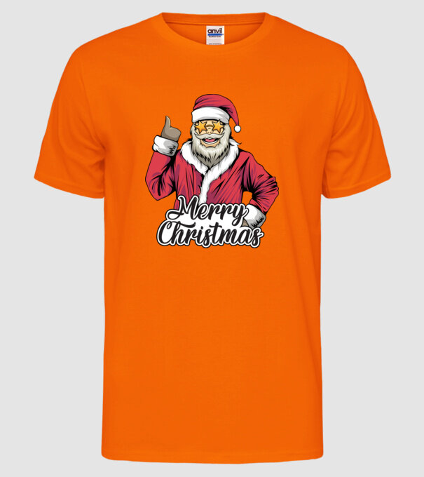 Merry christmas Santa model portocaliu neon pe tricou