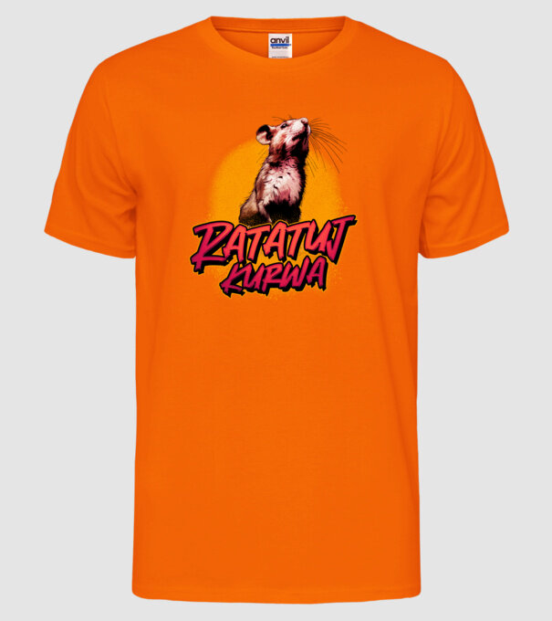 Ratatuj kurwa model portocaliu neon pe tricou