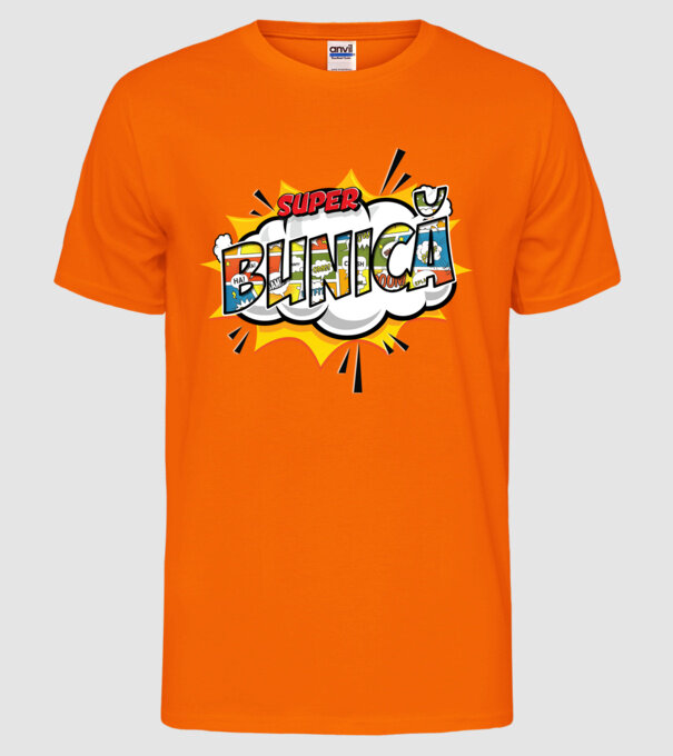 Super Bunică model portocaliu neon pe tricou