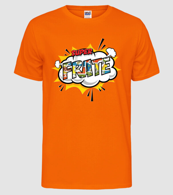 Super Frate model portocaliu neon pe tricou