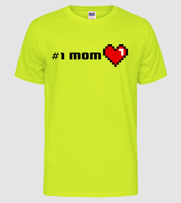 8bit mom number one model galben neon pe tricou