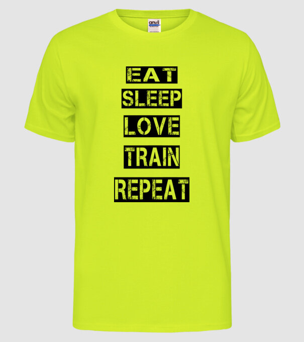 AET SLEEP LOVE TRAIN model galben neon pe tricou
