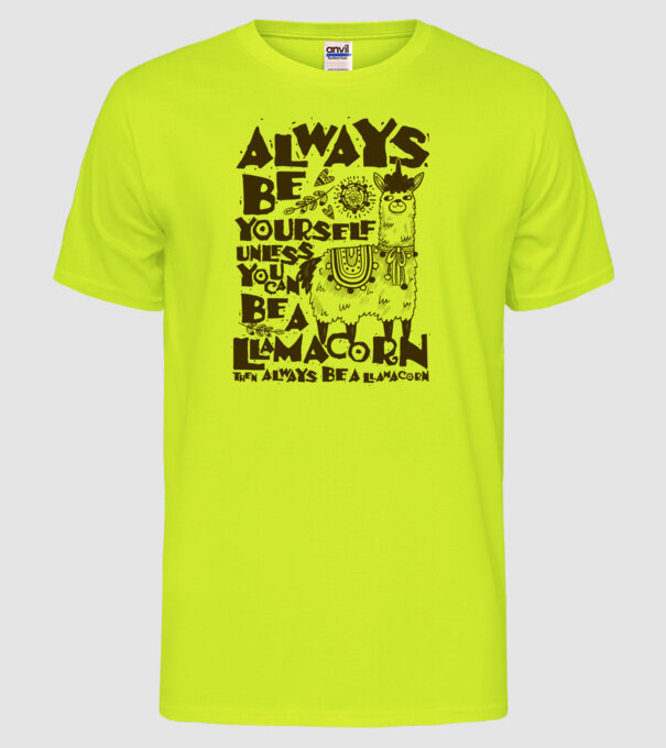 Always be a llamacorn model galben neon pe tricou